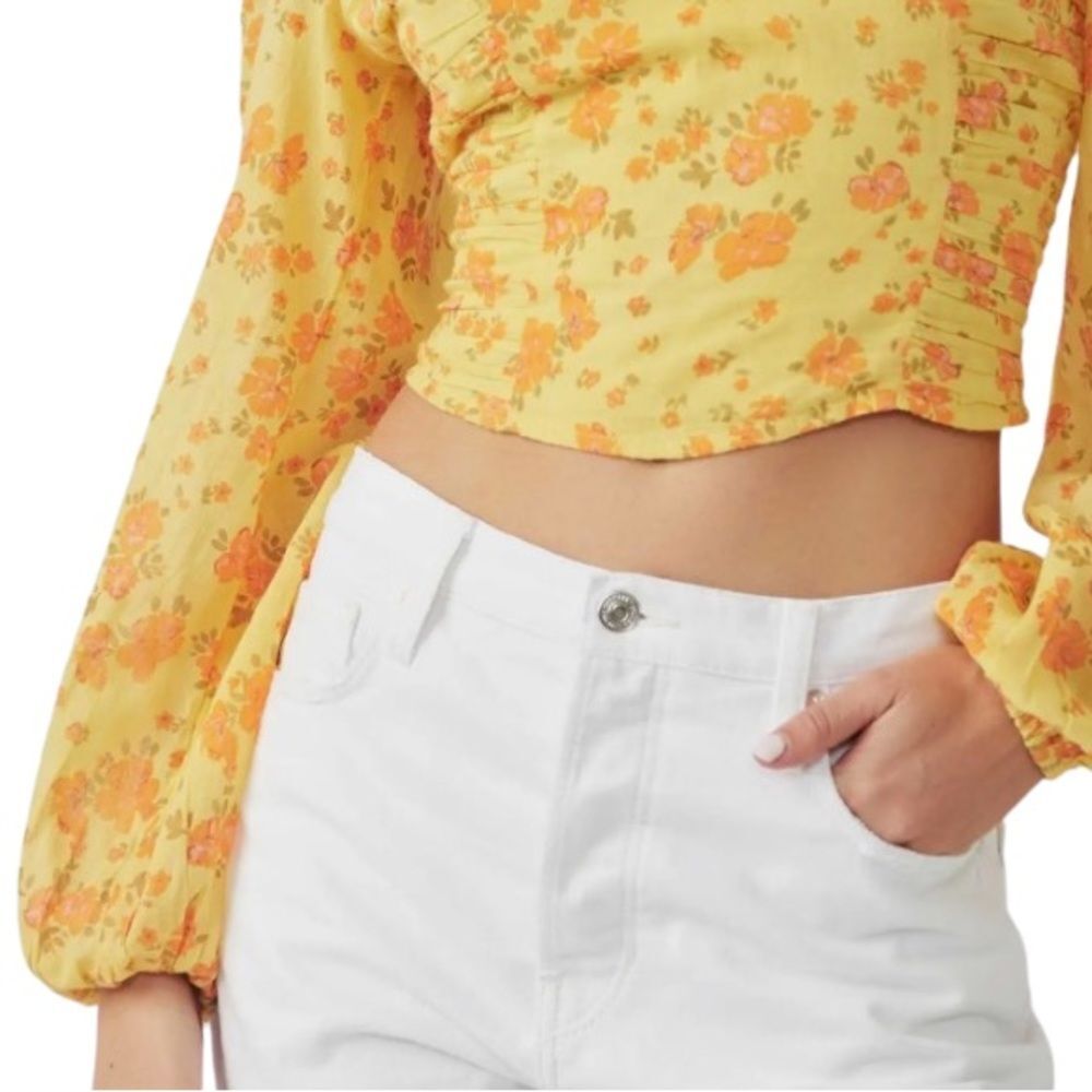 Free People Another Life Print Crop Top in Honey Combo. XL - Picture 4 of 7